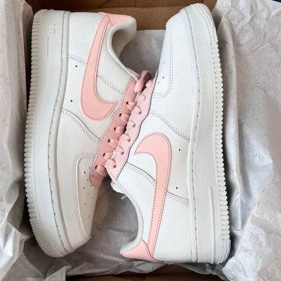 Nike AF1 - Ladies Size 7 - White, University Red and Blush Pink - Picture 1 of 6